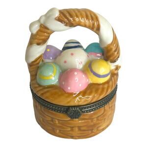 Vintage Easter Basket Trinket Box Colorful Pastels